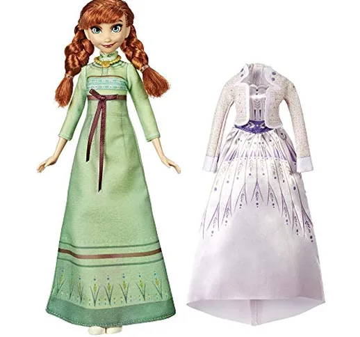 Hasbro Disney Frozen Bambola con 2 Completi, Camicia da Notte Verde e Abito Bianco Ispirat...