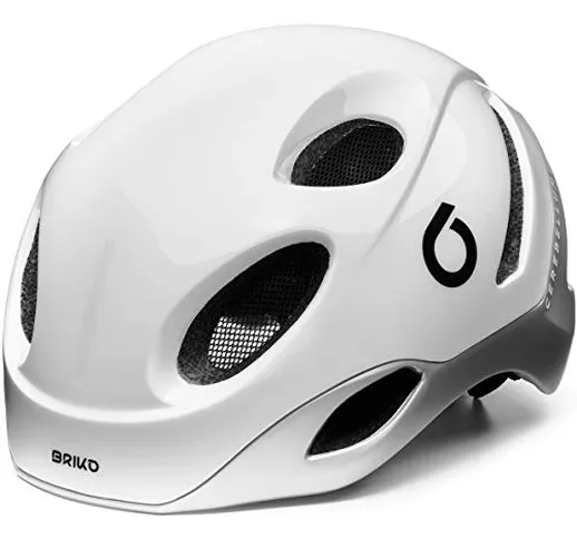 Briko E- One LED Casco Ciclismo, Adulti, Unisex, White Out-Silver, Medium