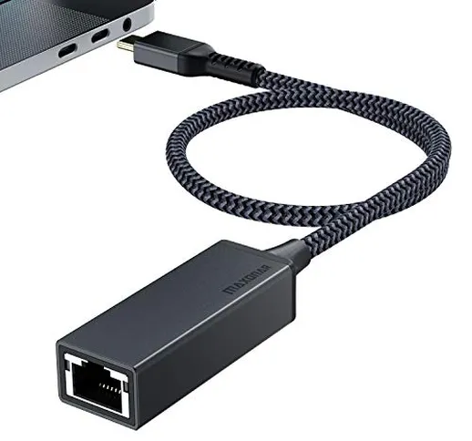Maxonar Adattatore da USB C a Ethernet, certificato USB-IF da RJ45 a Thunderbolt 3 tipo C...