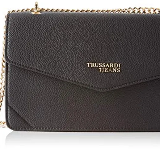 Trussardi Jeans Charlotte Cross Body Chain MD, Borsa a Tracolla Donna, Nero (Black), 17x7x...