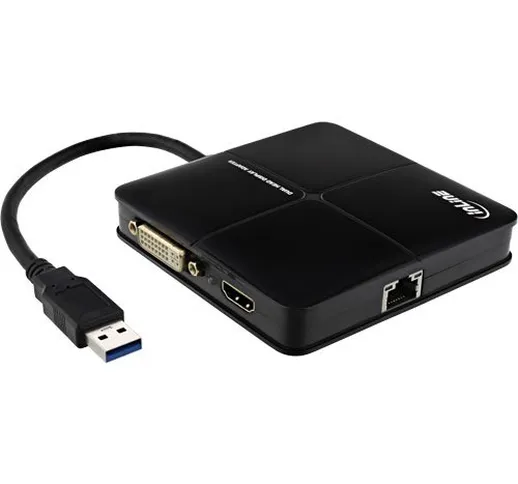 Inline USB Grafikkarte USB 3.0 zu DVI und HDMI, Dual Head mit Gigabit Netzwerk, Max. 2048x...