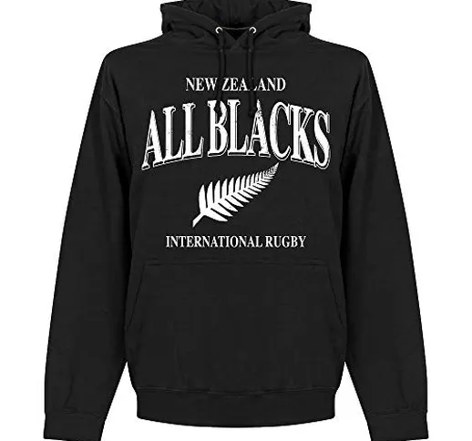Retake - Felpa con cappuccio da rugby New Zealand All Blacks, colore: Nero, Uomo, Cruz V2...