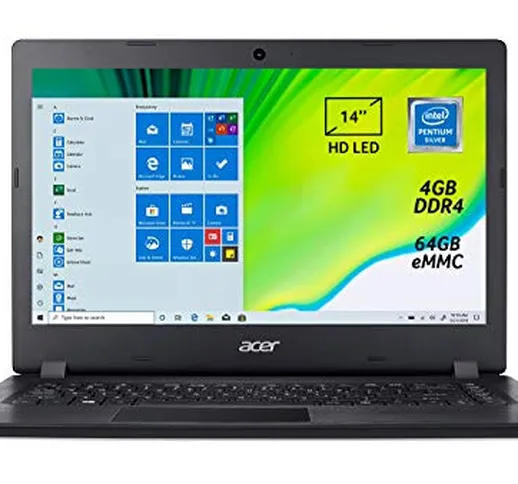 Acer Aspire 1 A114-32-P34S Notebook portatile, Intel Pentium Silver N5000, RAM 4GB DDR4, e...