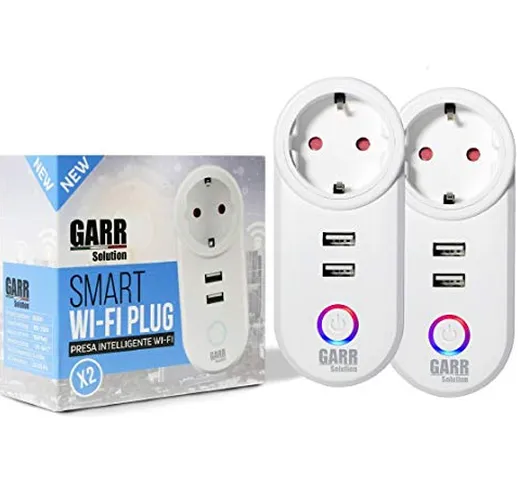 GARR Solution Presa Smart Wifi Compatibile Alexa e Google Home, 2pz - Prese Schuko Comanda...