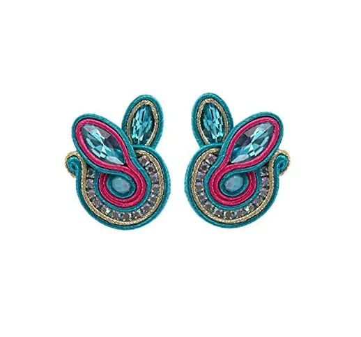 Orecchini pendenti, NEW Ethnic Tassel Earring Jewelry For Women Rhinestone Soutache Handma...