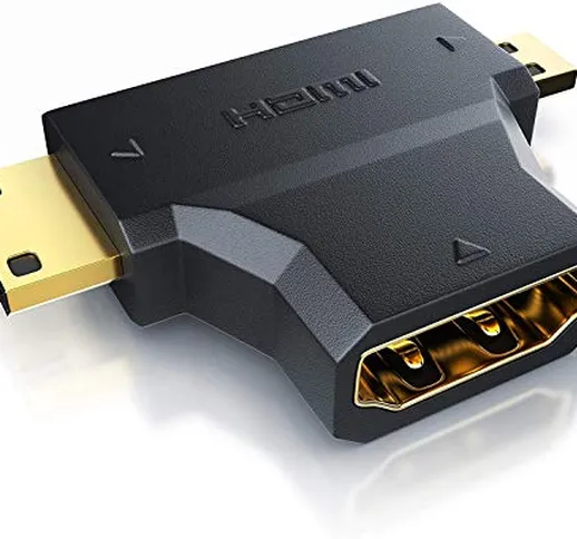 CSL - Adattatore da HDMI a Mini Micro HDMI - 2in1 biderezionale - HDMI tipo A Femmina a HD...