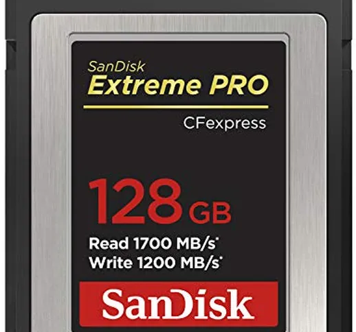 SanDisk Scheda Extreme PRO CFexpress Tipo B, 128 GB, fino a 1.700 MB/sec, per filmati RAW...