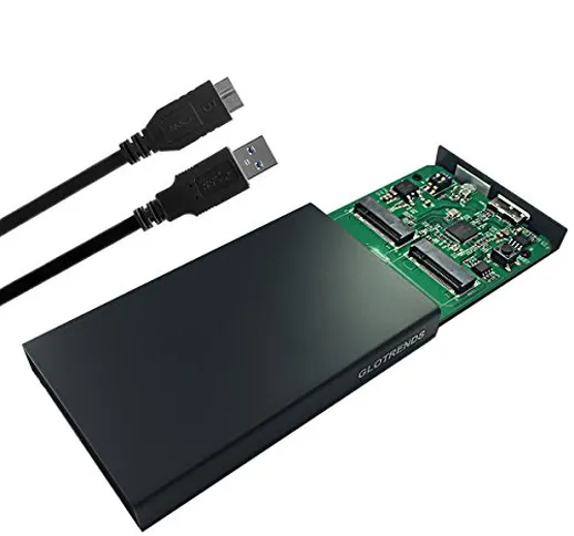 GLOTRENDS M1R Adattatore M.2 RAID Adapter da Dual M.2 a USB 3.0, M.2 RAID Enclosure Case C...