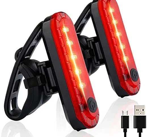 Luce Posteriore per Bicicletta, Ricaricabile USB per Bicicletta a LED, Potente Faro a LED...