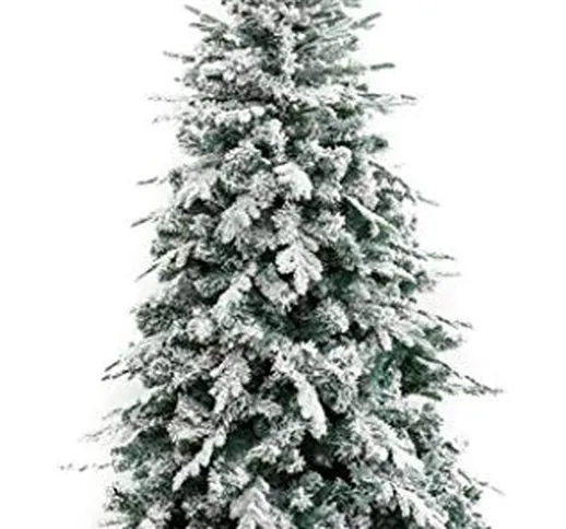 CART ONE Albero di Natale 180cm INNEVATO Alaska - Reale Super FOLTO Natalizio Verde Neve