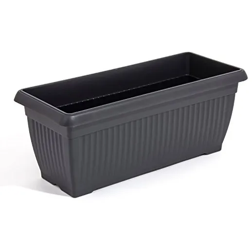 Fioriera vaso per piante rettangolare Terra 60 x 24 x 24 cm, colore: antracite