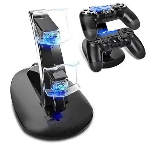 PS4 Ricarica Controller Base,AMANKA Dual USB Controller Caricatore Docking Station Stand c...