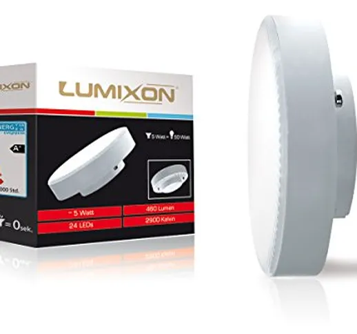 LED LUMIXON GX53 - Lampadina 3000 K colore bianco neutrale - 650 Lumen - CRI 82 Ra - priva...