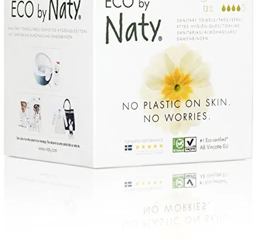 Eco By Naty, Assorbenti Igienici, Super, 13 assorbenti. Realizzati con fibre vegetali e ve...