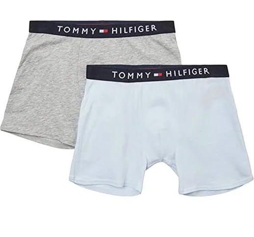 Tommy Hilfiger 2P Boxer Brief Corti, Medium Grey Htr/Luminous Blue, 12/14/2020 Bambino