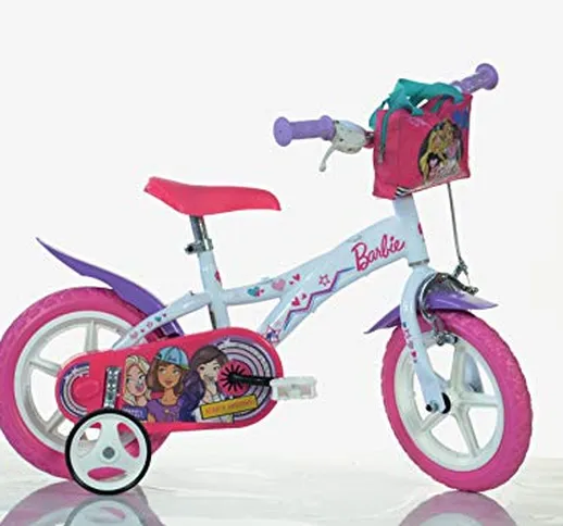 Dino- Bicicletta per Bambina Barbie 12" Nylon, 612GL-BA