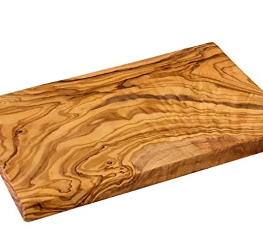 NATUREHOME, tagliere in legno d'ulivo massiccio, 35 x 18 x 2 cm