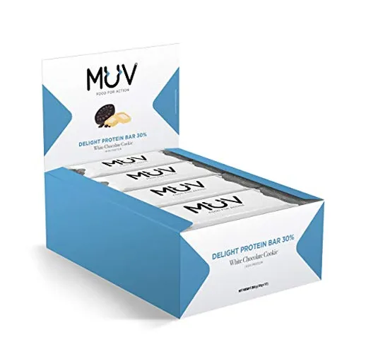 MUV Food for Action - Barretta proteica al biscotto con cioccolato bianco, 30 g, confezion...