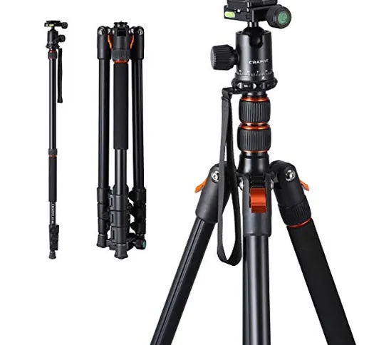 CRAPHY Treppiede Fotografico Professionale Portatile Alluminio 200cm con 360° Testa a Sfer...