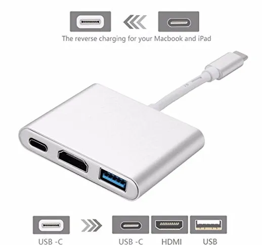 Onchoice tipo C USB 3.1 USB-C a USB 3.0/HDMI/Tipo C Adattatore cavo per Apple New MacBook...