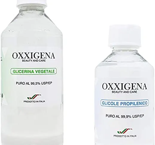 Oxxigena - Kit Base Neutra da 500 ml, con Gicerina Vegetale Liquida Pura (250 ml) + Glicol...