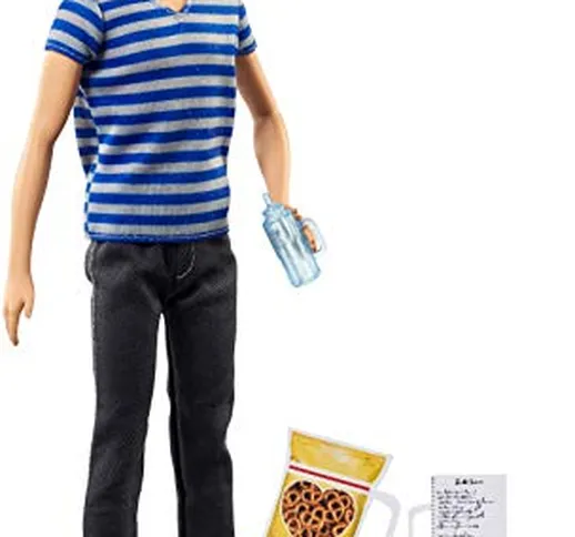 Barbie- Babysitter Uomo con Salatini Una Bambola e 5 Accessori a Tema, Multicolore, FNP43