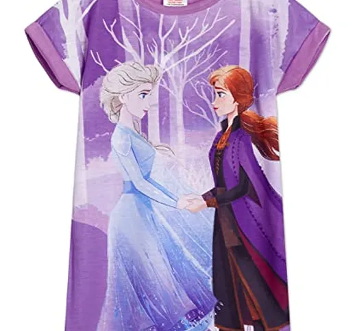 Disney Frozen Camicia da Notte Bambina, Pigiama Bambine 3-12 Anni con Principesse Anna Ed...