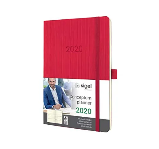 SIGEL C2034 Agenda settimanale 2020, ca. A5, rosso, copertina morbida, Conceptum - 21 x 1....
