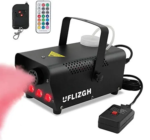 UFLIZOGH Macchina del Fumo, 500W Macchina della Nebbia con 13 LED Luci Colorate con Teleco...