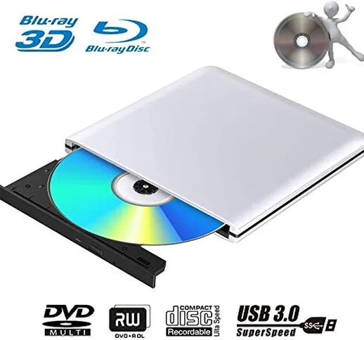 Lettore Masterizzatore DVD Blu Ray 3D Esterno Portatile Ultra Sottile USB 3.0 CD DVD RW Le...