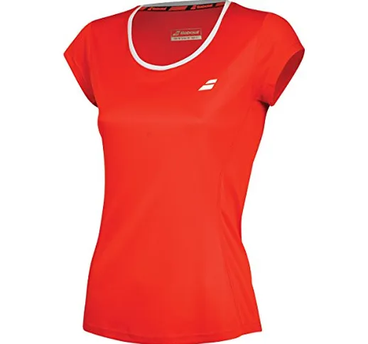 Babolat Core Flag Club T-Shirt da Donna, Rosso, Bianco, L