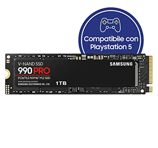 SAMSUNG Memorie MZ-V9P1T0B 990 PRO SSD Interno da 1TB, Compatibile con Playstation 5, PCIe...