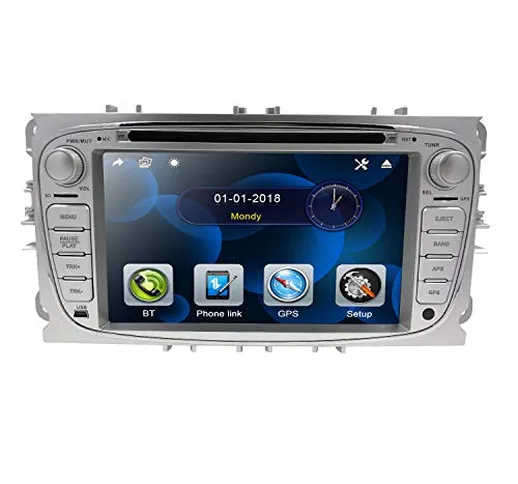 hizpo Autoradio con schermo touchscreen da 7 pollici, lettore DVD stereo, Bluetooth, SD, U...