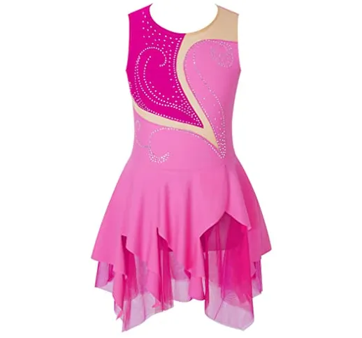 Freebily Abito da Pattinaggio Artistico Bambina Strass Leotards Body da Balletto Abito da...