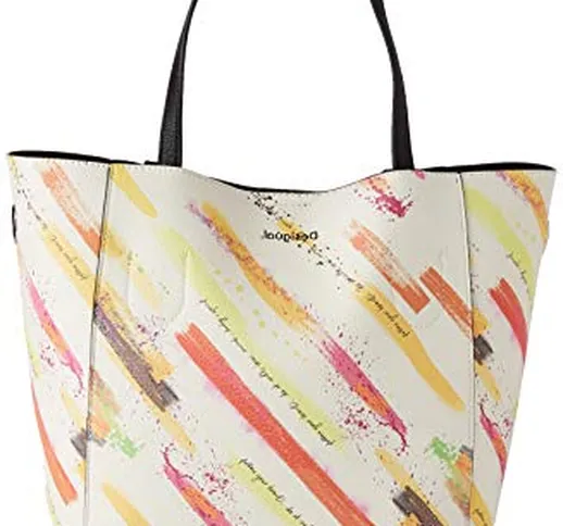 Desigual PU Shopping Bag, Borsa shoppering Donna, Giallo, U