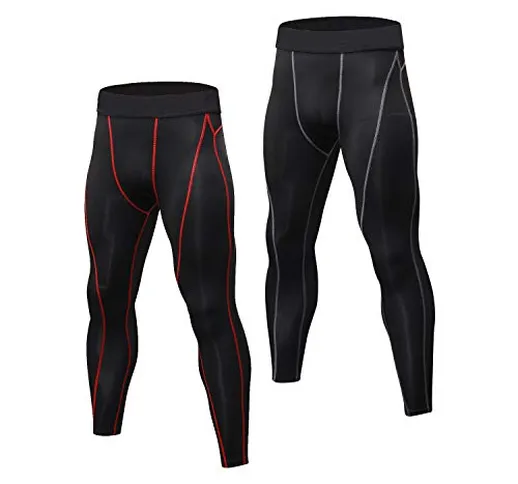 Niksa 2 pezzi Uomo Pantaloni Fitness Abbigliamento sportivo Compressione Leggings,Compress...