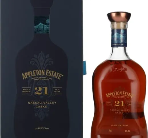 Appleton Estate Rum Giamaicano Invecchiato 21 Anni con Note Fruttate, Quercia e Cacao, 43%...