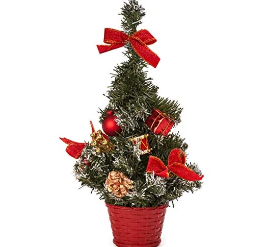 Albero di Natale Decorativo Piccolo, 42cm| Mini Albero di Natale Artificiale con Ornamenti...