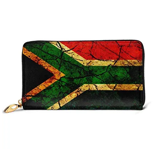 UXZTU Portafogli con bandiera del Sudafrica per uomo Donna Portafoglio lungo in pelle Port...