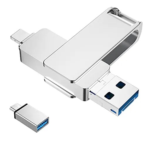 128GB Chiavetta USB per iPhone iPad 4 in 1 Memoria USB 3.0 Pen Drive per iOS Tablet PC Mac...