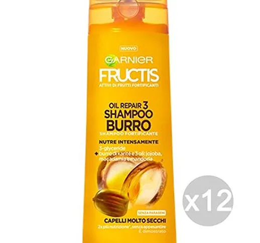 Fructis Set 12 Shampoo 250 Oil Repair 3 Burro Cura E Trattamento dei Capelli, Multicolore,...