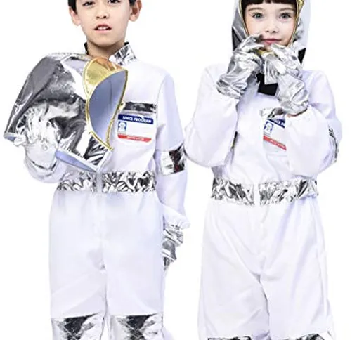 Costume da astronauta per bambini, Tuta spaziale unisex Fai finta di vestire(5pezzi) 3-4an...