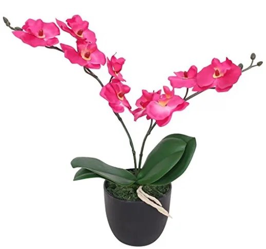 WEILANDEAL - Orchidea Artificiale con Vaso da 30 cm, Piante Rosse con Tipo di pianta: Orch...
