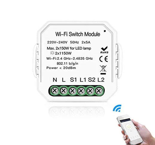 WiFi Smart Light Switch Modulo interruttore fai-da-te Smart Life/Tuya APP Telecomando, Lav...