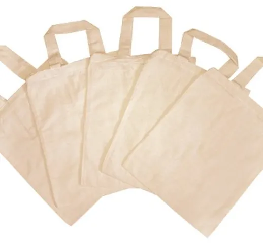 Set df 5 borse in Cotone, bianco naturale, 38x42cm