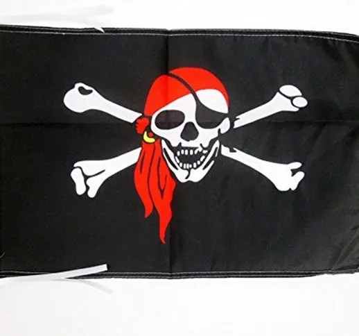 AZ FLAG Bandiera Pirata con Bandana Rosso 45x30cm - BANDIERINA dei Pirati – Teschio 30 x 4...