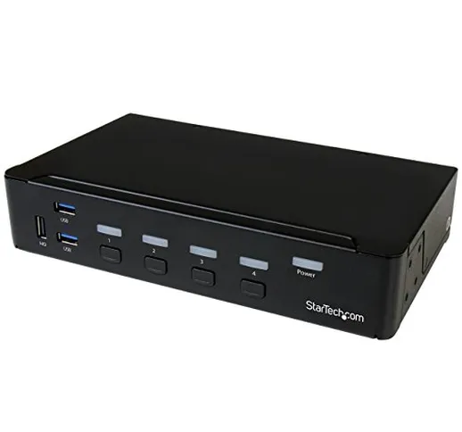 STARTECH.COM Switch Commutatore Kvm a 4 Porte HDMI con Hub USB 3.0, 1080 P
