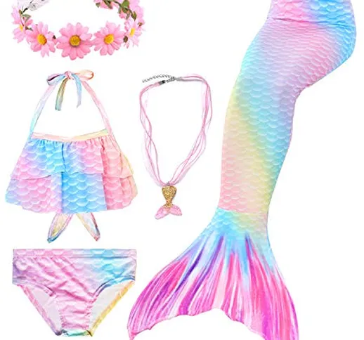 Generic Brands 3PCS Coda da Sirena Ragazza Costume da Bagno Bikini Coda da Sirena Bambina...