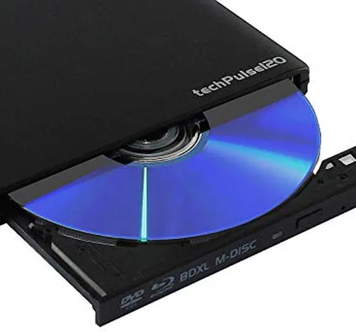 techPulse120 USB 3.0 Type C Nero Scrittore Lettore BDXL M-Disc Blu-Ray BD Combo Rom Master...