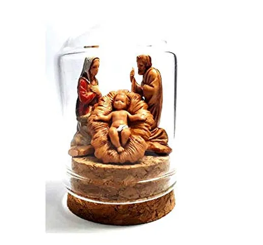 ricevi 1 pezzo presepe completo in campana miniatura vetro alta 5cm diametro 3,5 cm base s...